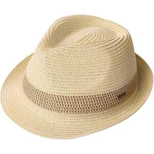 Fancet Packable Straw Fedora Panama Hat Summer Beach Sun Unisex Size M
